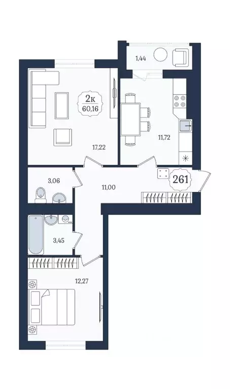 2-к кв. Калининградская область, Зеленоградск  (60.9 м) - Фото 0