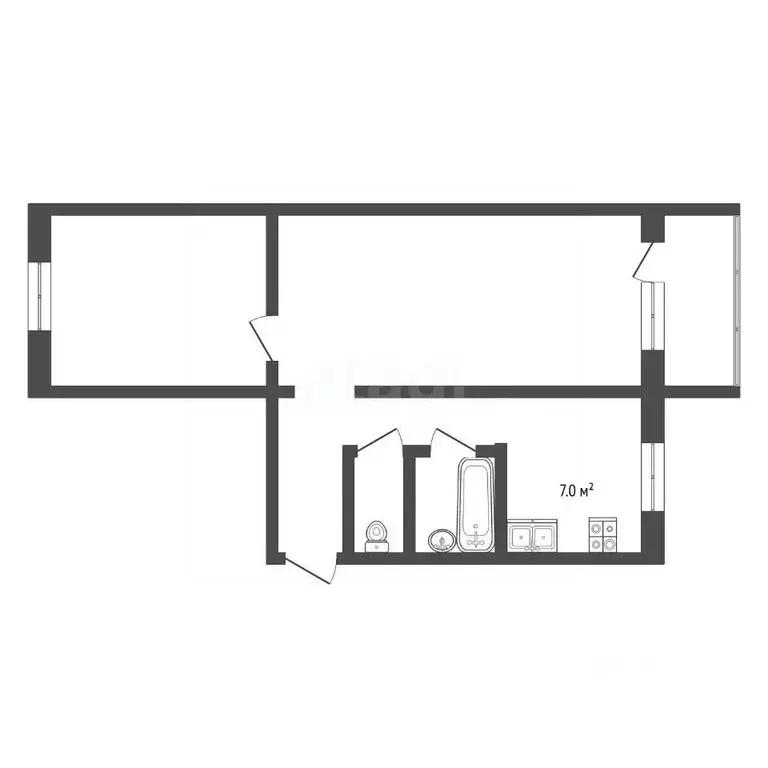 2-к кв. Тамбовская область, Тамбов ул. Рылеева, 58 (47.4 м) - Фото 1