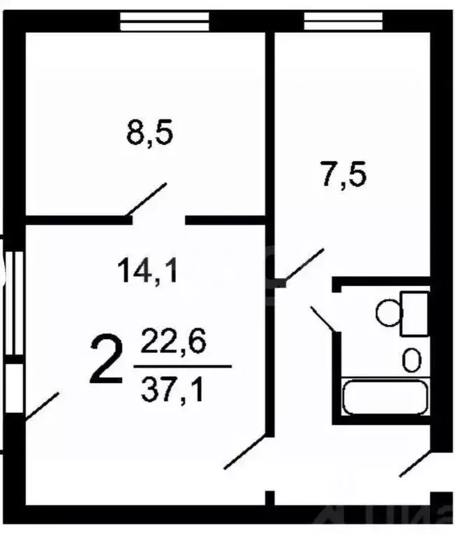 2-к кв. Москва Кусковская ул., 21К3 (37.0 м) - Фото 0