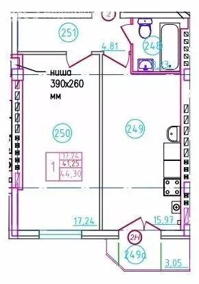 1-комнатная квартира: Шахты, переулок Бродского, 10 (44.3 м) - Фото 0