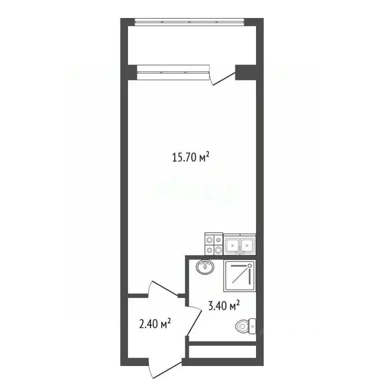 Студия Санкт-Петербург Планерная ул., 99 (21.6 м) - Фото 2