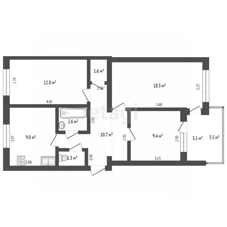 3-к кв. Крым, Евпатория ул. Эскадронная, 11 (64.9 м) - Фото 2