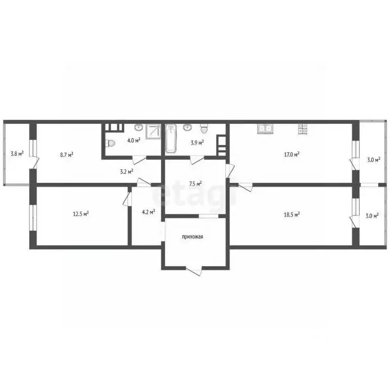 3-к кв. Ханты-Мансийский АО, Нягань 4-й мкр, 34 (82.5 м) - Фото 1