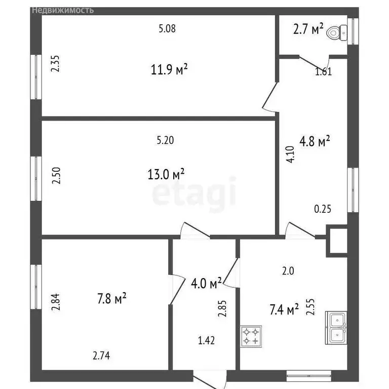 2-комнатная квартира: Санкт-Петербург, Английский проспект, 58 (51.6 ... - Фото 1