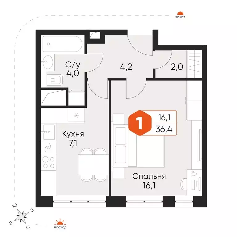 1-комнатная квартира: посёлок городского типа Некрасовский, Заводская ... - Фото 2