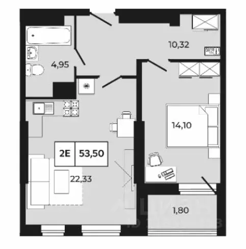 2-к кв. Ростовская область, Ростов-на-Дону просп. Шолохова, 211/3 ... - Фото 1