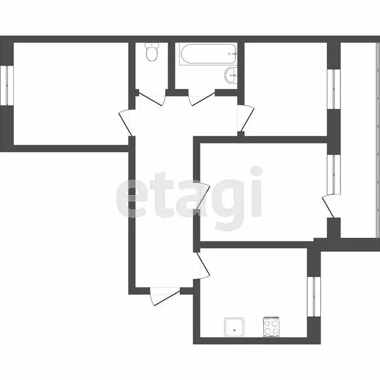 3-комнатная квартира: Тюмень, улица Максима Горького, 59 (60.1 м) - Фото 1