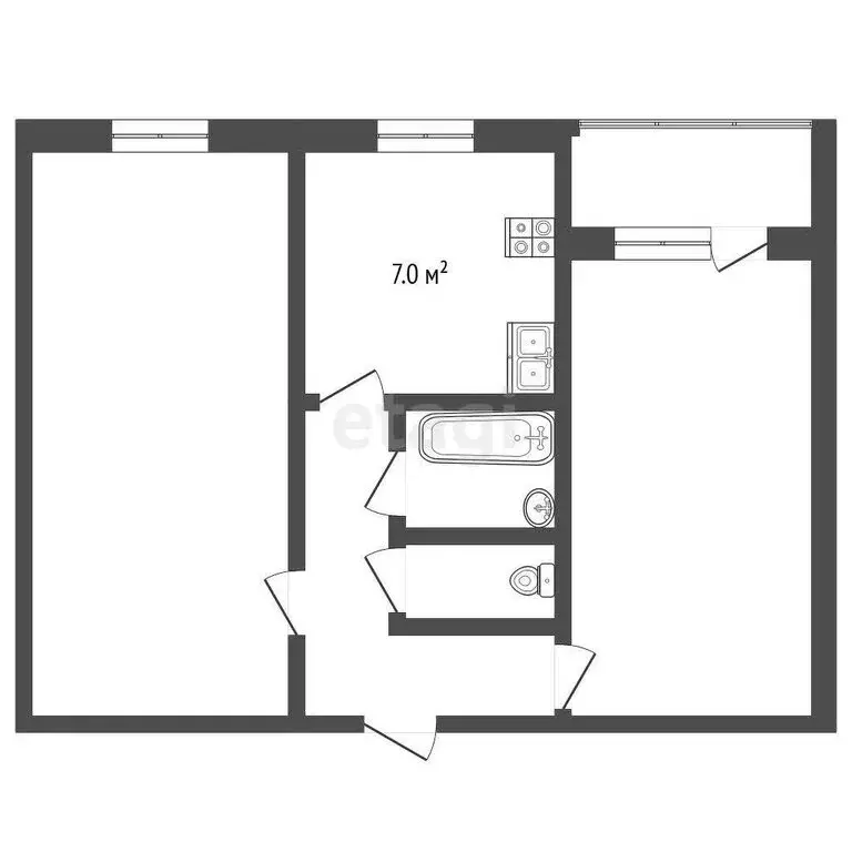 2-комнатная квартира: Пятигорск, Украинская улица, 60 (42.7 м) - Фото 1