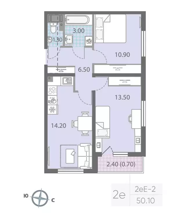 2-к кв. Ленинградская область, Всеволожское городское поселение, пос. ... - Фото 2