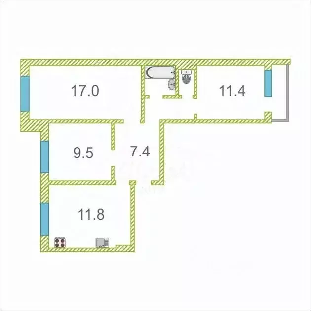 3-к кв. Курганская область, Курган Заозерный жилрайон, 3-й мкр, 24 ... - Фото 1