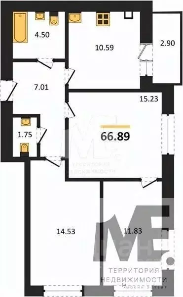 3-к кв. Калининградская область, Калининград Петровский мкр,  (66.89 ... - Фото 0