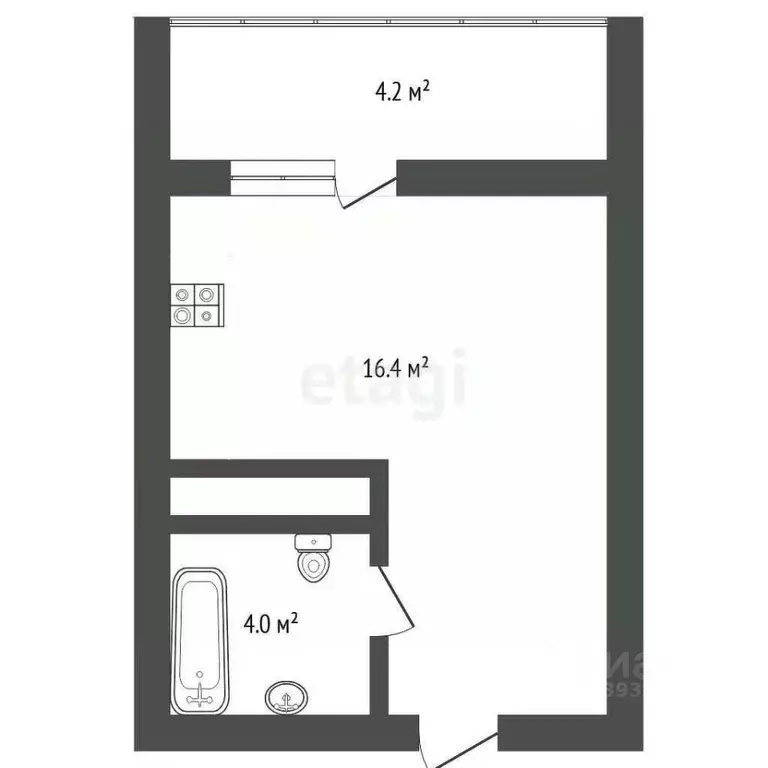Студия Тюменская область, Тюмень ул. Парада Победы, 9 (20.4 м) - Фото 2