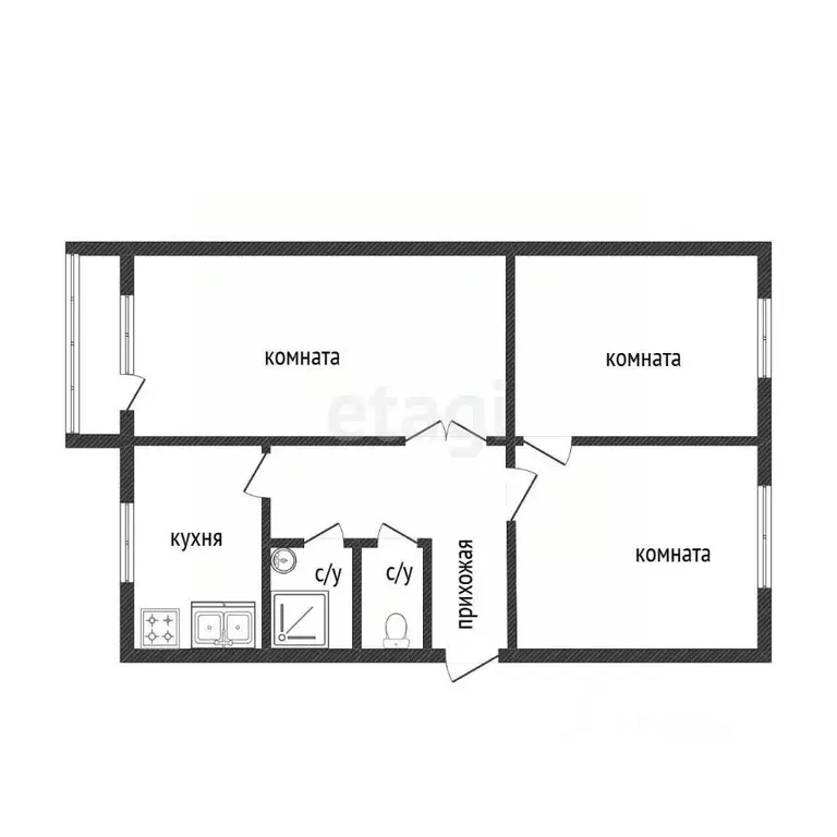 3-к кв. Челябинская область, Кыштым ул. Интернационала, 101 (61.2 м) - Фото 2