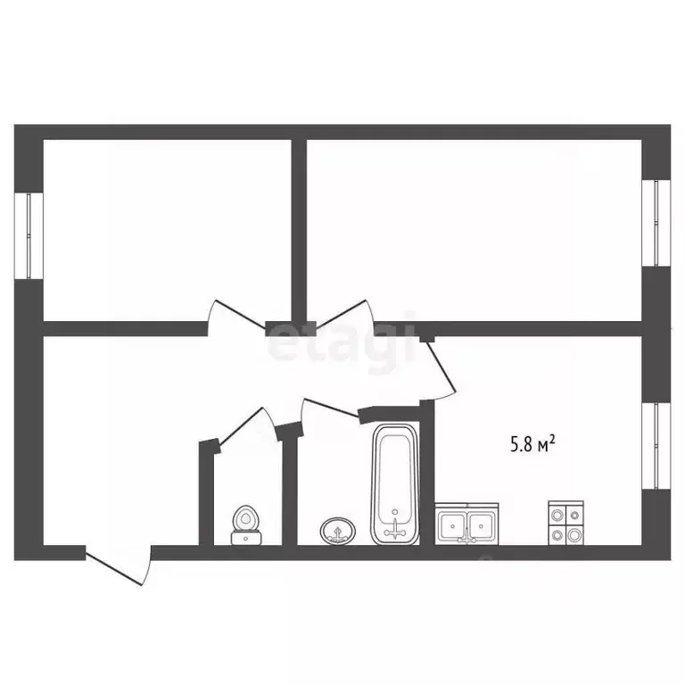 2-к кв. Вологодская область, Череповец просп. Победы, 65 (44.0 м) - Фото 2