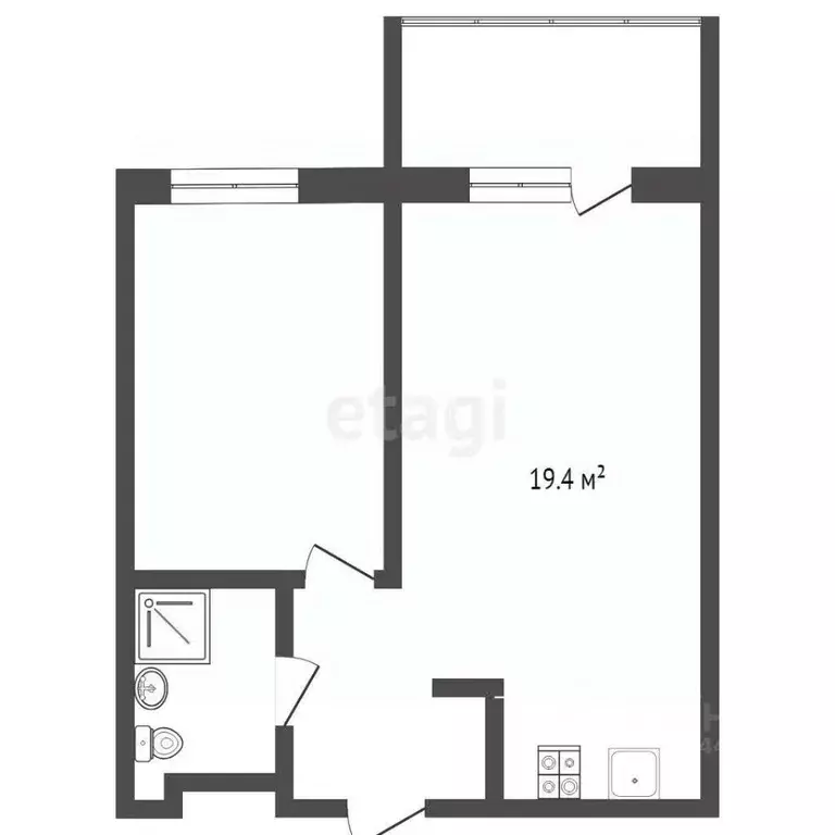 1-к кв. Тюменская область, Тюмень ул. Монтажников, 59 (44.2 м) - Фото 2