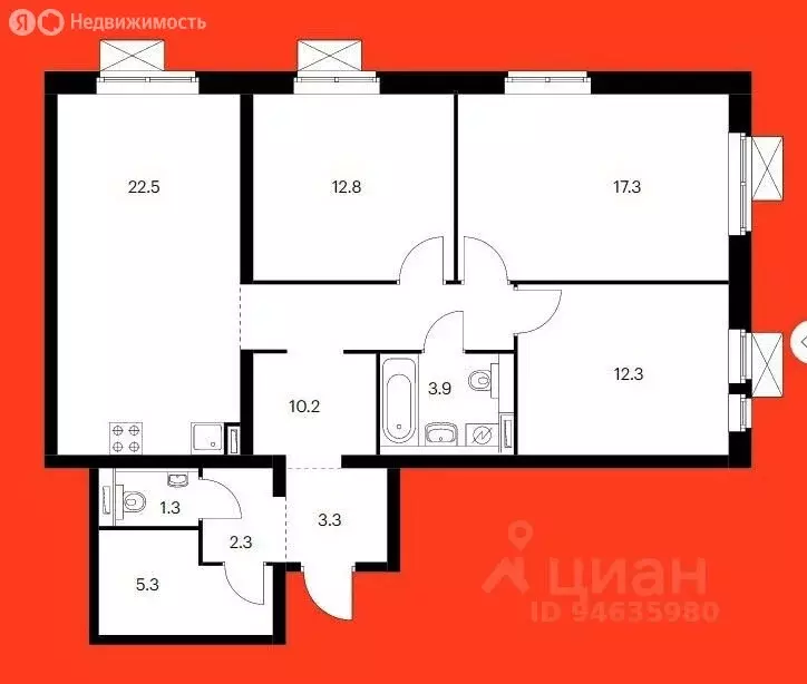 4-комнатная квартира: Москва, Амурская улица, 2Ак2 (91 м) - Фото 1
