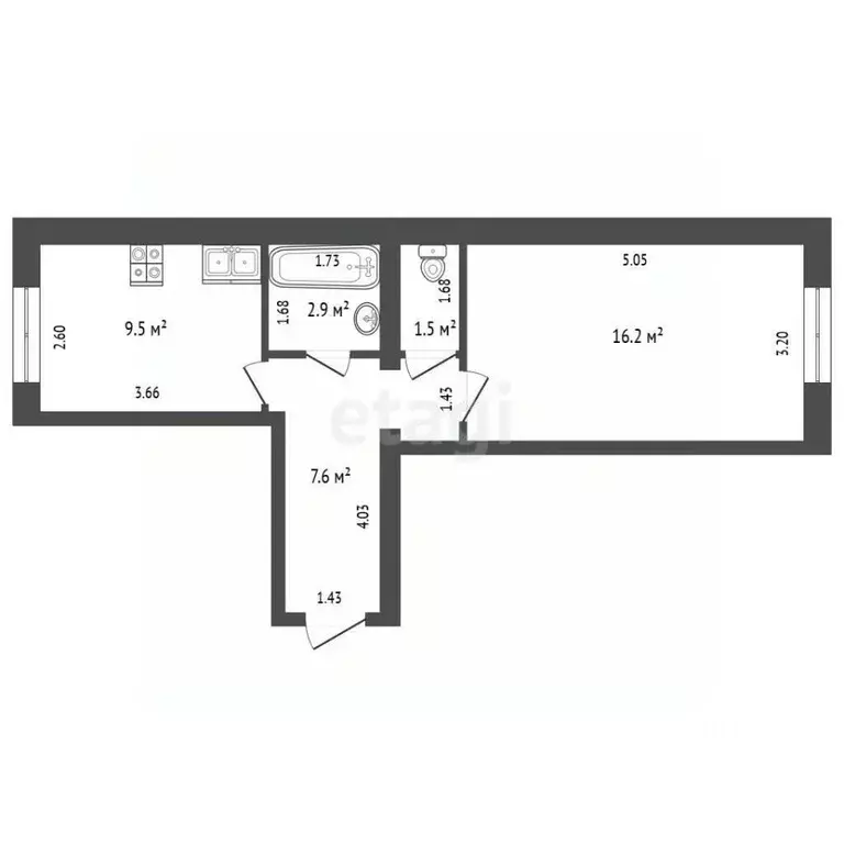 1-к кв. Калужская область, Калуга ул. Георгия Амелина, 16 (37.7 м) - Фото 2