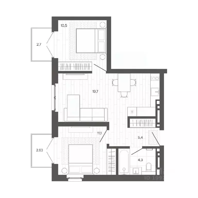 3-к кв. Алтайский край, Барнаул тракт Змеиногорский, 35Бк3 (56.33 м) - Фото 0