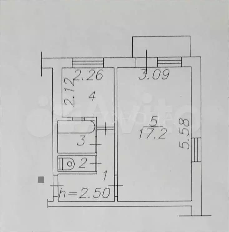 1-к. квартира, 30 м, 4/5 эт. - Фото 0