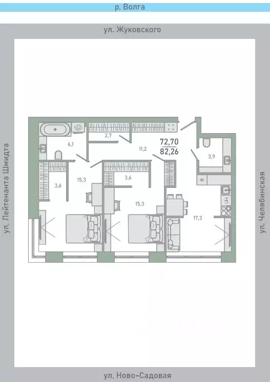3-к кв. Самарская область, Самара ул. Ново-Садовая (дублер) (82.26 м) - Фото 1