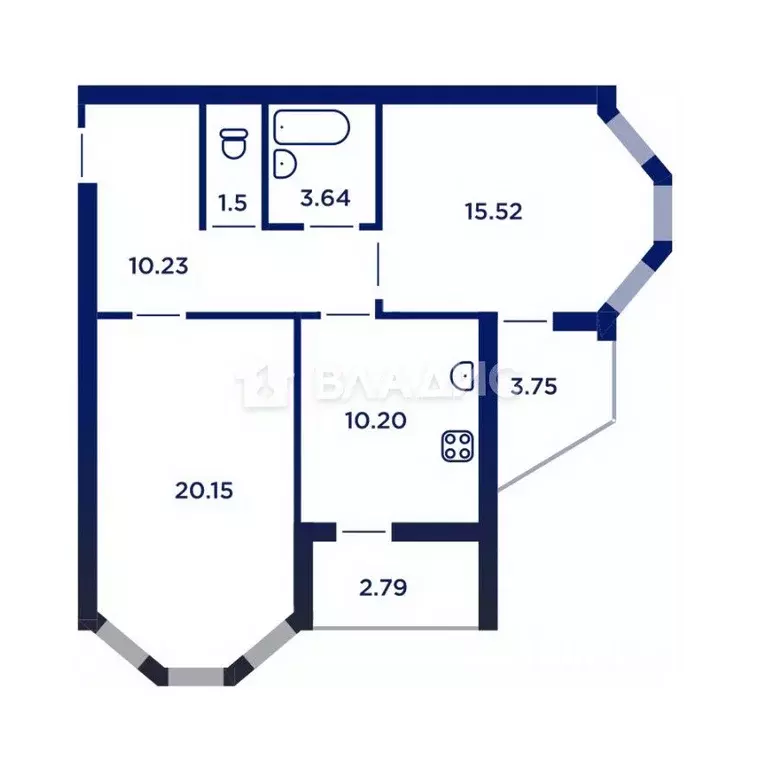 2-к кв. Липецкая область, Липецк ул. Василия Саунина, 1 (64.52 м) - Фото 1