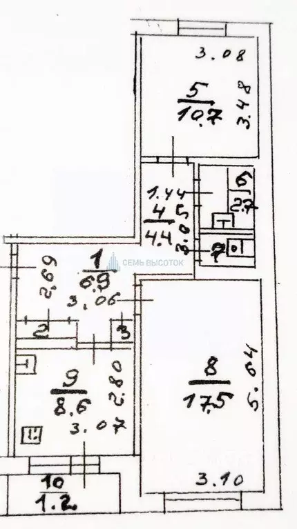 Квартира, 2 комнаты, 54.5 м - Фото 1