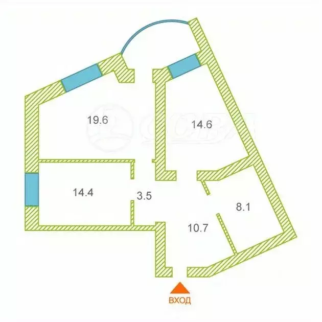 2-к кв. Тюменская область, Тюмень ул. Самарцева, 3 (71.0 м) - Фото 1