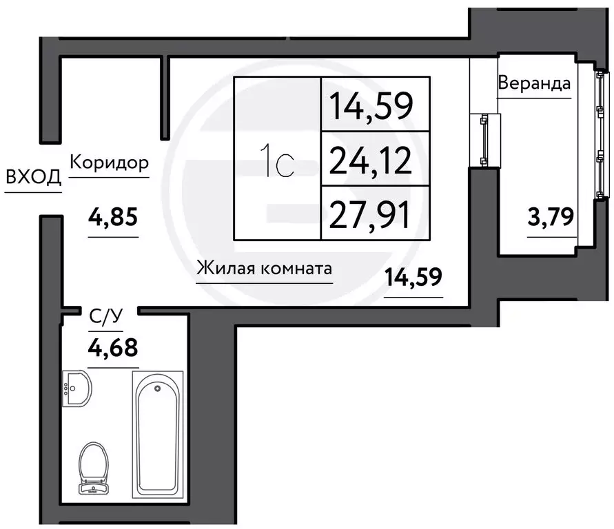 Квартира-студия: Самара, Корабельная улица, 13 (27.91 м) - Фото 0