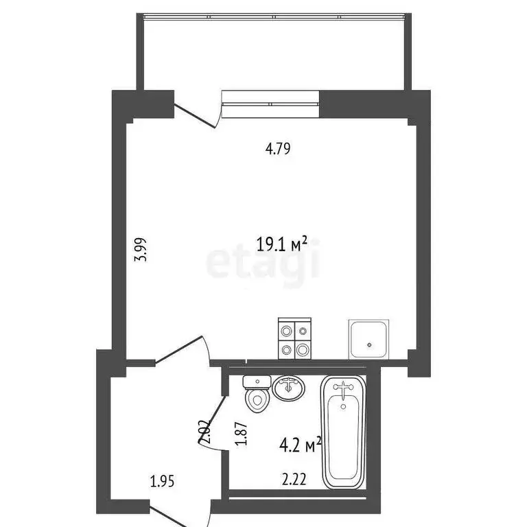 Квартира-студия: Тюмень, улица Константина Посьета, 4к1 (26.7 м) - Фото 0