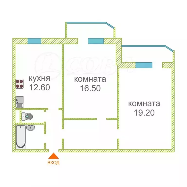 2-комнатная квартира: Тюмень, Широтная улица, 126 (64 м) - Фото 0