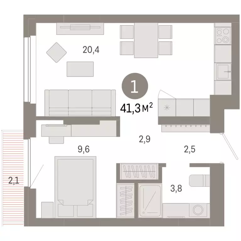 1-комнатная квартира: Новосибирск, квартал Лебедевский (41.3 м) - Фото 1