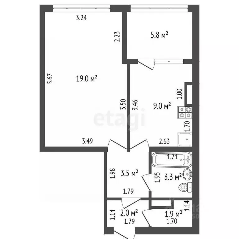 1-к кв. Севастополь просп. Генерала Острякова, 156 (38.4 м) - Фото 2