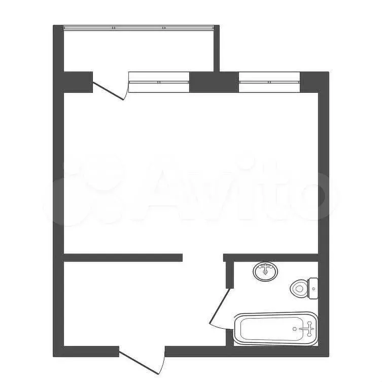 1-к. квартира, 28,4 м, 2/5 эт. - Фото 0