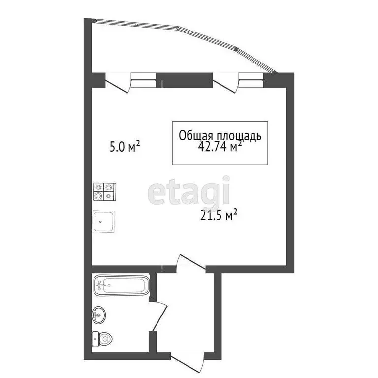 Квартира-студия: Новосибирск, Вилюйская улица, 7 (39.21 м) - Фото 1
