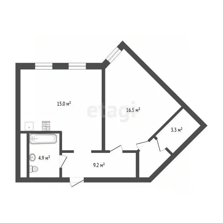 1-к кв. Тюменская область, Тюмень ул. Республики, 204к5 (53.6 м) - Фото 2