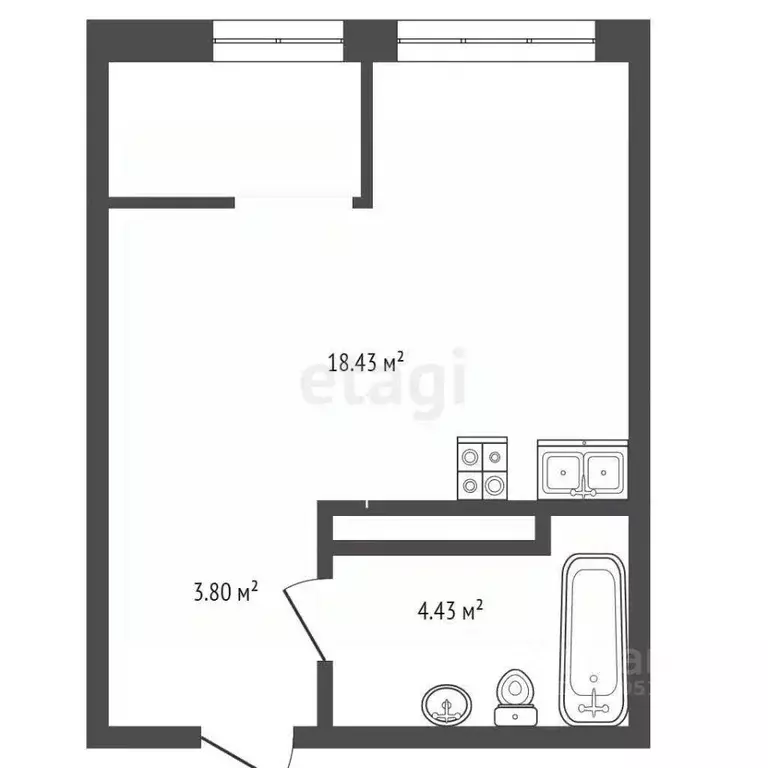 Студия Ростовская область, Ростов-на-Дону Магнитогорская ул., 2 (24.3 ... - Фото 2