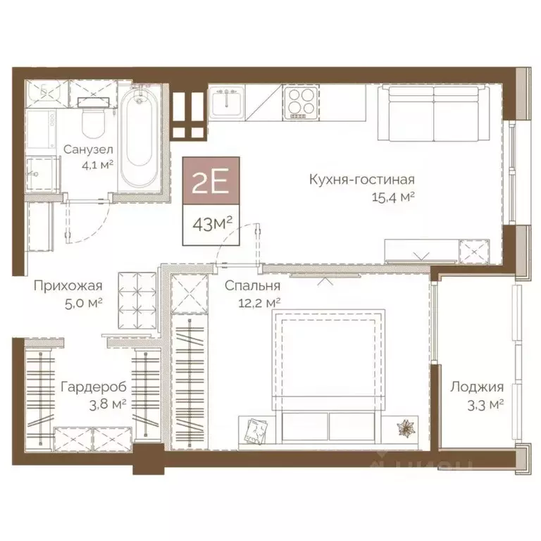 2-к кв. Приморский край, Владивосток Днепровский жилой комплекс (43.65 ... - Фото 1