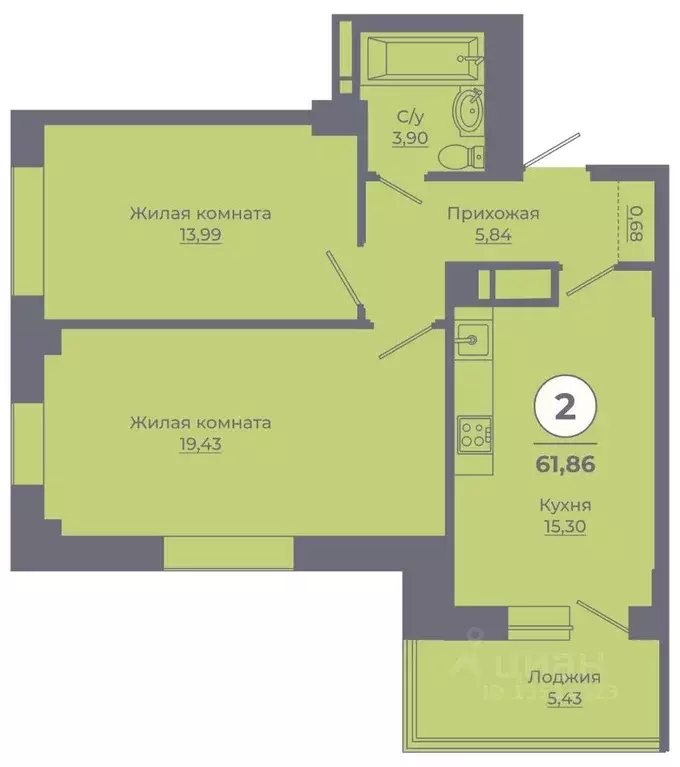 2-к кв. Ростовская область, Ростов-на-Дону Левенцовский мкр, ... - Фото 1