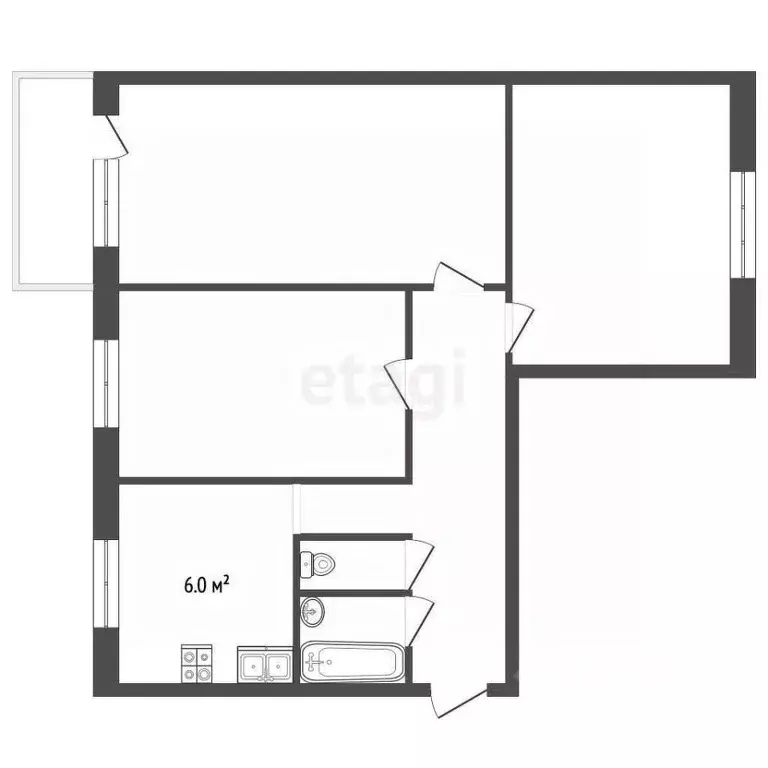 3-к кв. Московская область, Дмитров Загорская ул., 32 (60.7 м) - Фото 2