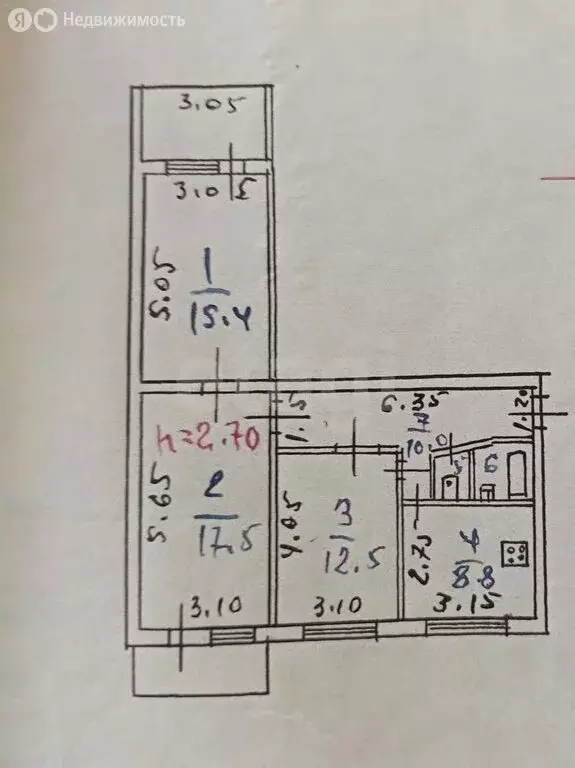 3-комнатная квартира: Махачкала, проспект Имама Шамиля, 55 (72 м) - Фото 1