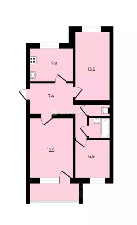 3-к кв. Воронежская область, Воронеж Тепличная ул., 6 (61.7 м) - Фото 2