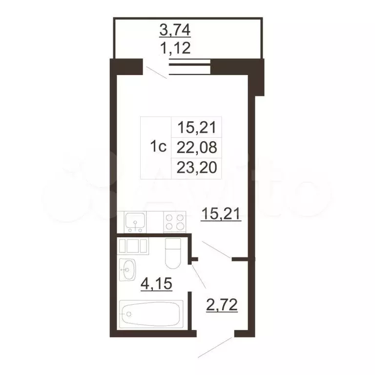 Квартира-студия, 23,2 м, 5/6 эт. - Фото 0