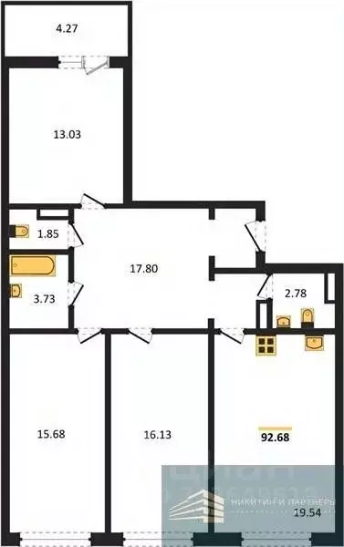 3-к кв. Воронежская область, Воронеж Краснознаменная ул., 72 (92.6 м) - Фото 0