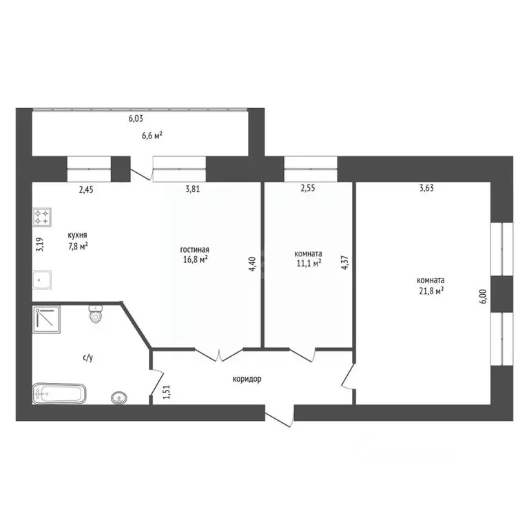 3-к кв. Башкортостан, Уфа ул. Ахметова, 316/3 (76.5 м) - Фото 2