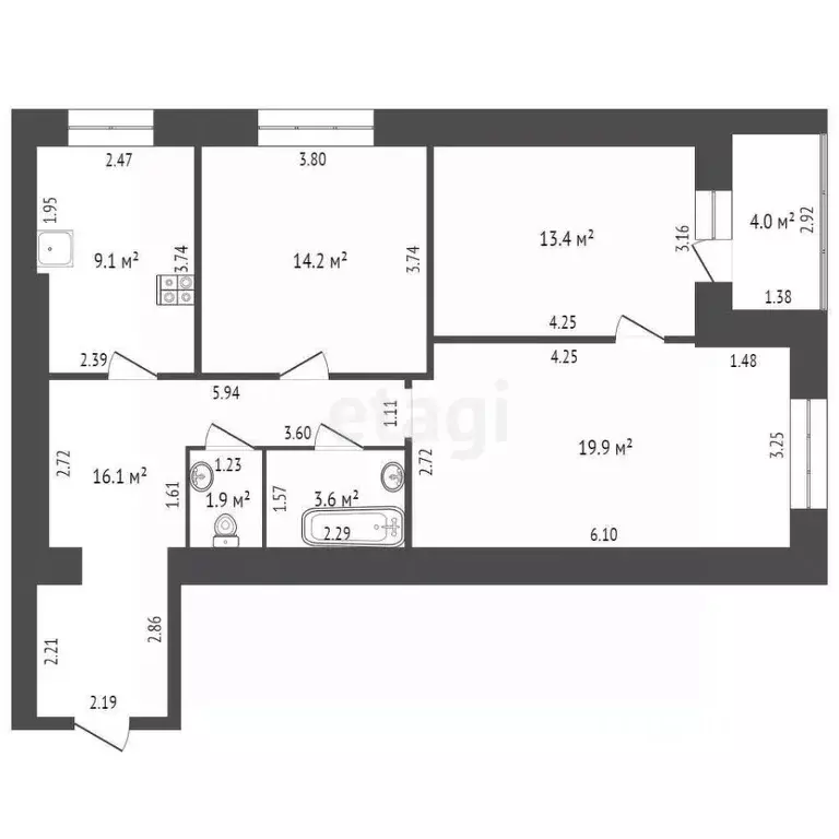 3-к кв. Ростовская область, Ростов-на-Дону Киргизская ул., 12г (78.2 ... - Фото 1