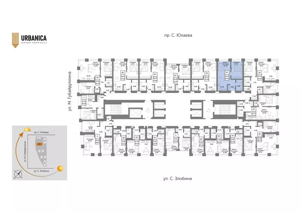 2-комнатная квартира: Уфа, жилой район Зелёная Роща, жилой комплекс ... - Фото 1