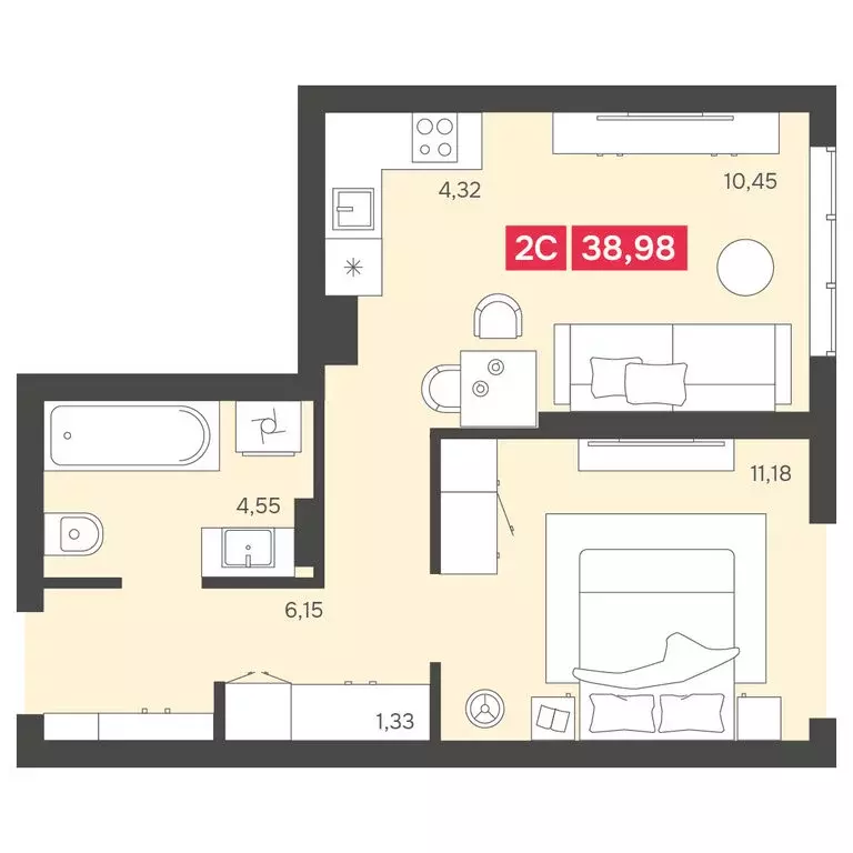 2-комнатная квартира: Новосибирск, Заельцовский район, микрорайон ... - Фото 1