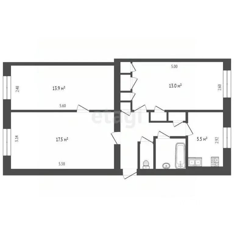 3-к кв. Вологодская область, пос. Новый Источник ул. Центральная, 1 ... - Фото 1