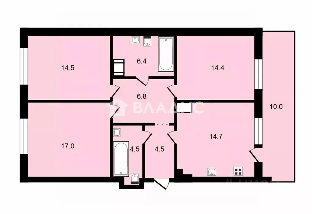 3-к кв. Санкт-Петербург наб. Дудергофского канала, 4к1 (82.8 м) - Фото 2