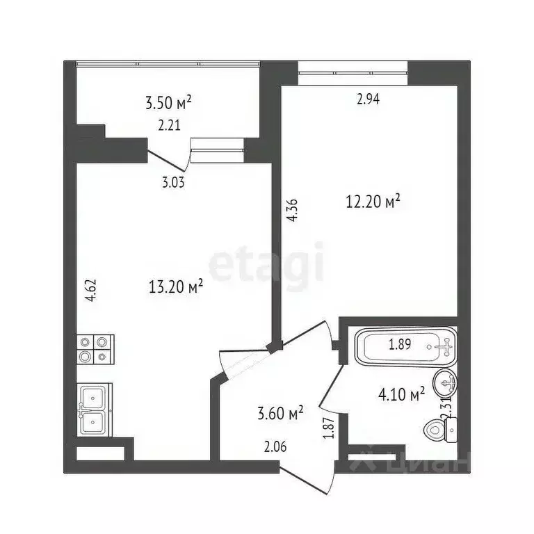 1-к кв. Ростовская область, Ростов-на-Дону Левобережная ул., 6/6с2 ... - Фото 1